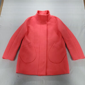 JCrew Double Cloth Wool Patch Pocket Cocoon Coat 8 $375 neon papaya pink Luxury